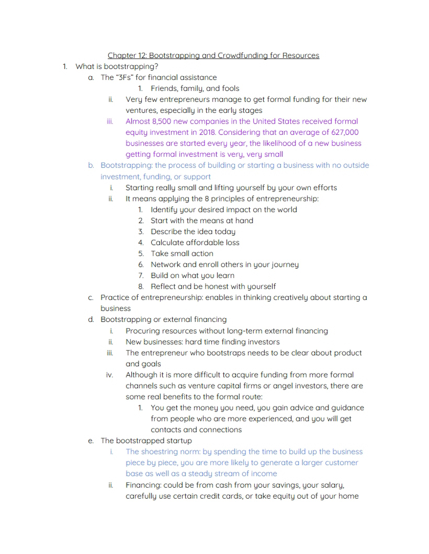 Resources via Bootstrapping and Crowdfunding (Ch 12)
