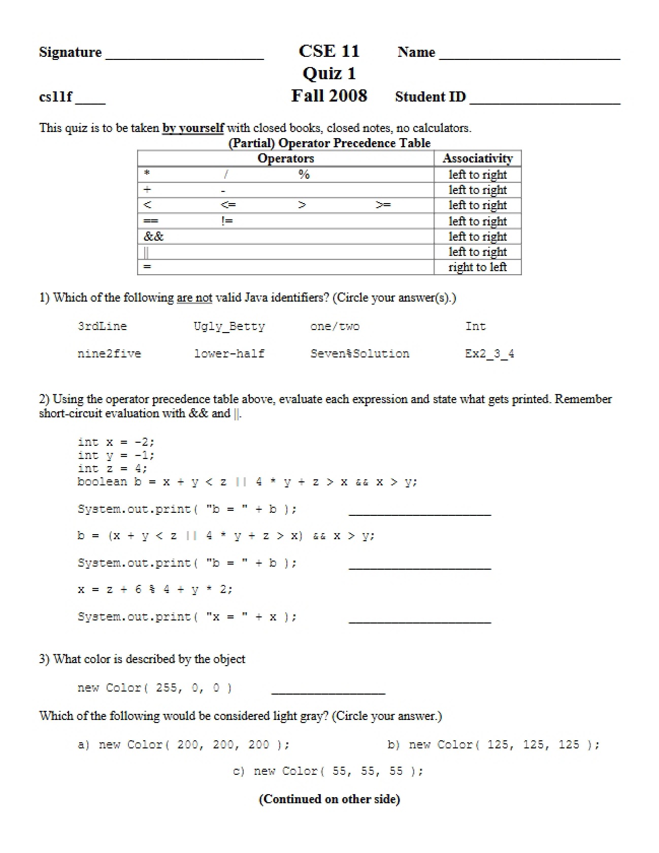 Intro to Computer Science: Initial Knowledge Check