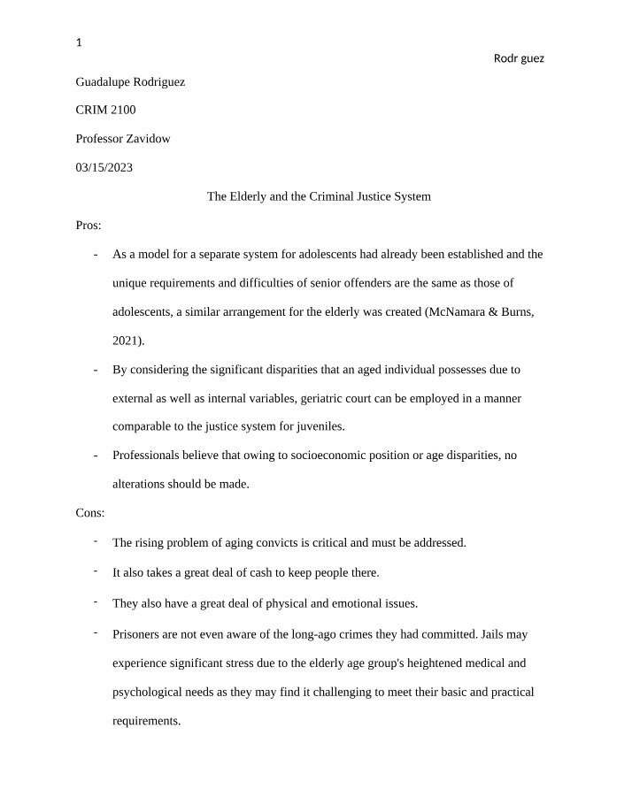 Pros and Cons of the Criminal Justice System for the Elderly