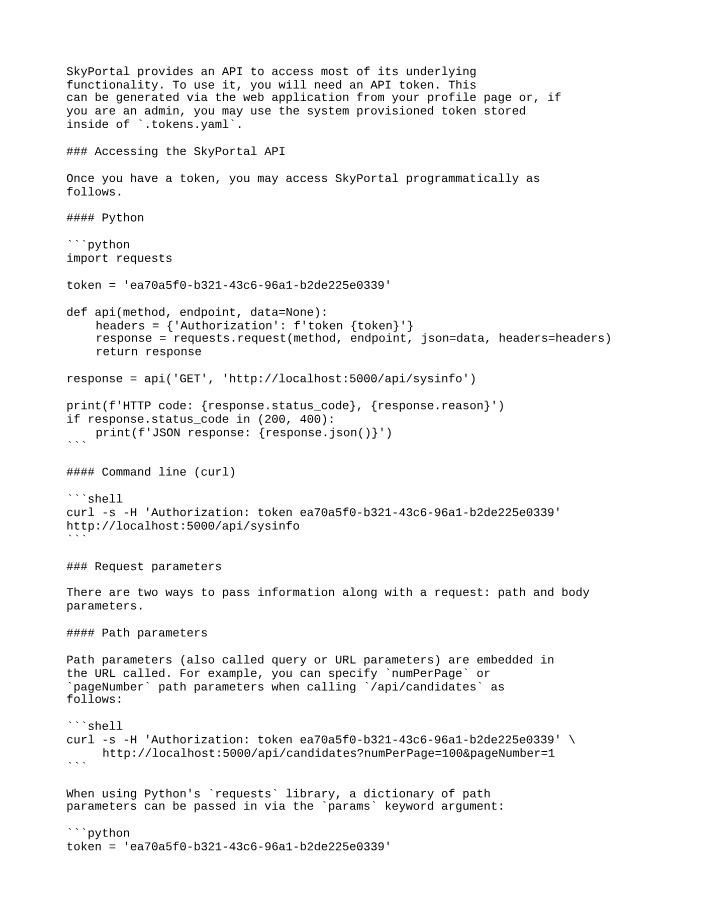 Python and Command Line Examples for SkyPortal API