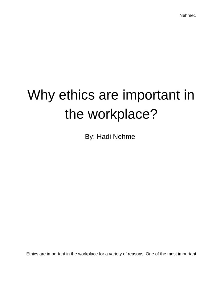Why Workplace Ethics Are Important