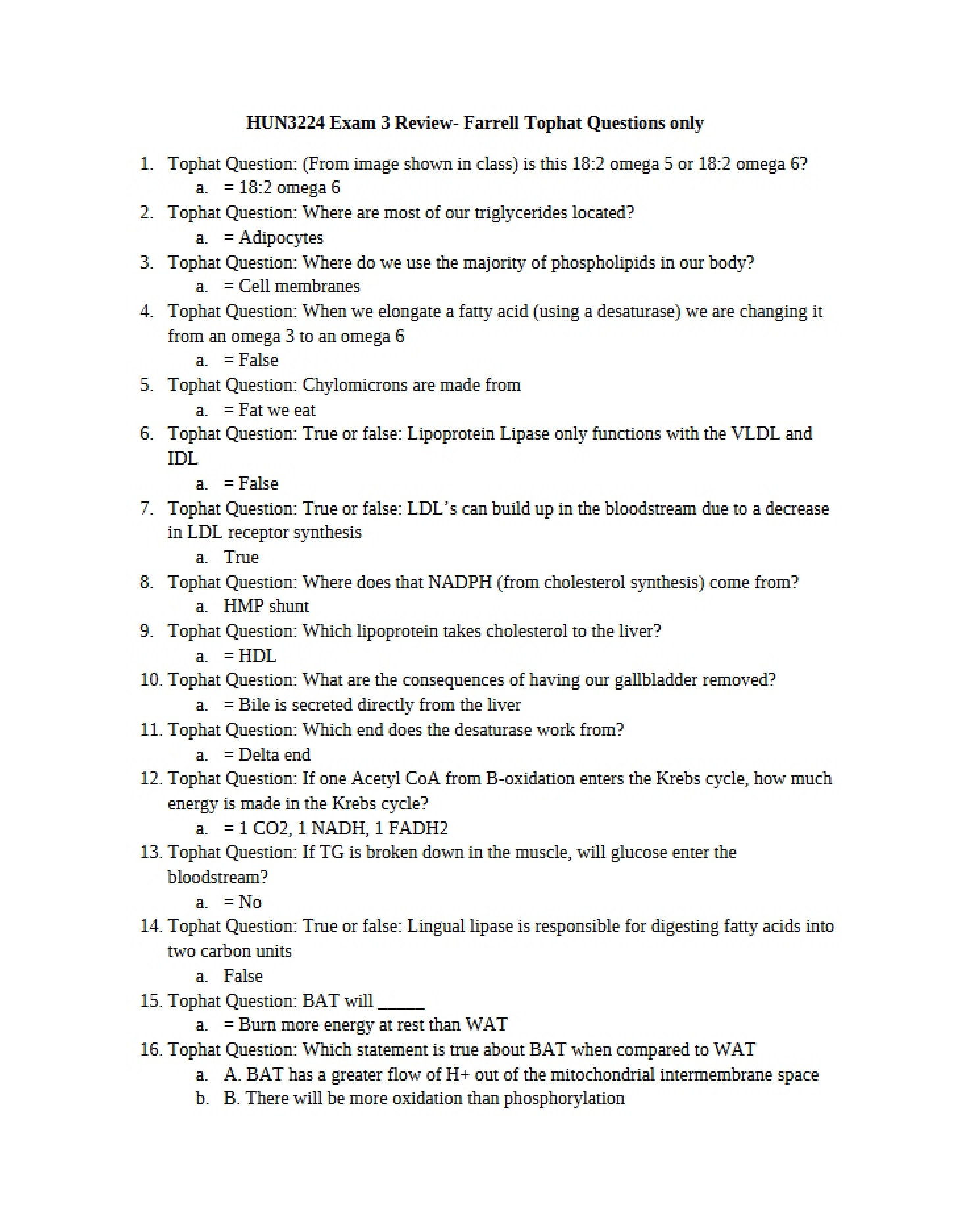 Third Examination Summary
