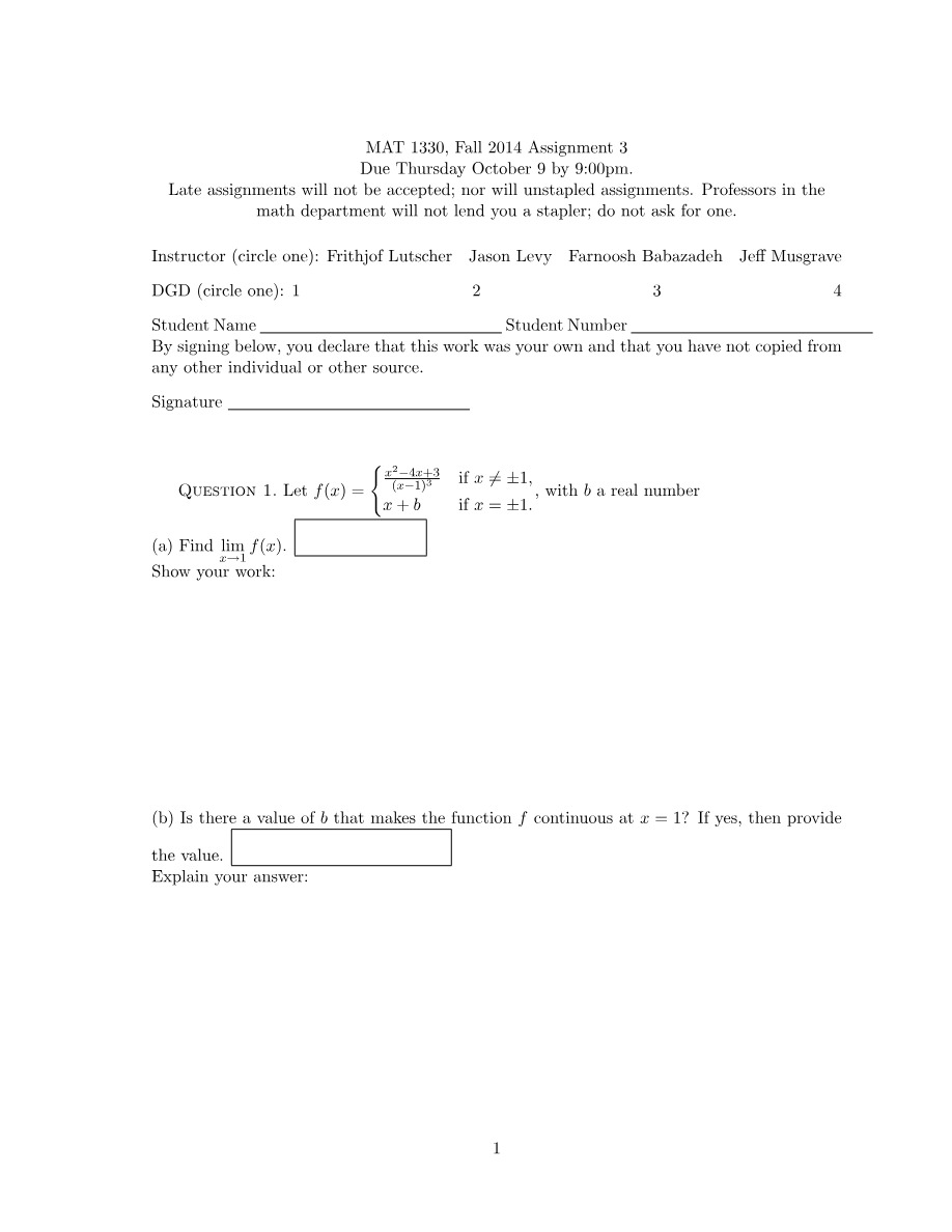 MAT 1330 Fall 2014 Assignment 3 Final