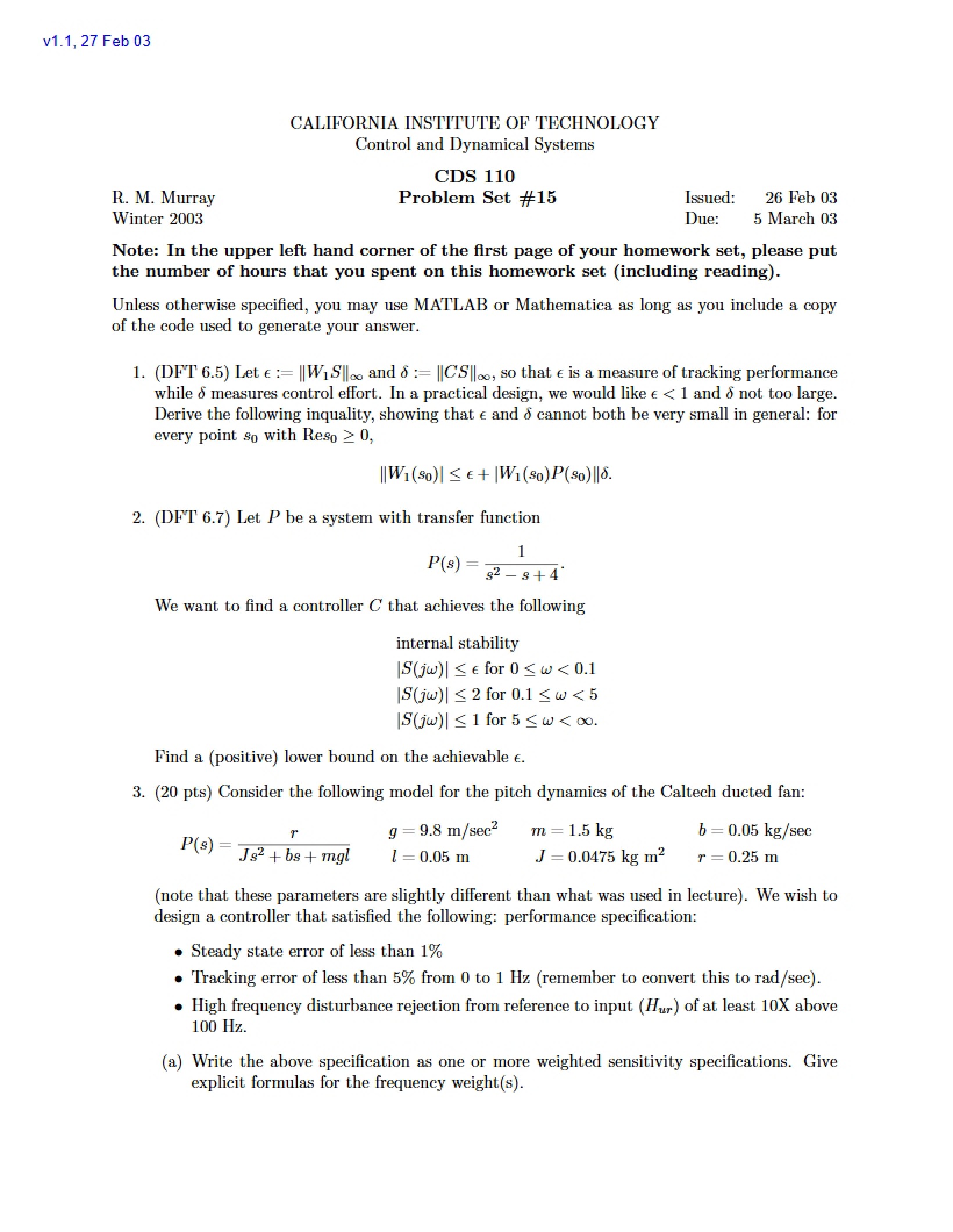 Problem Set Fifteen