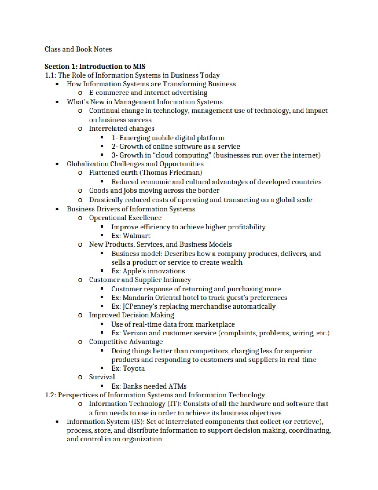 MIS Course Notes