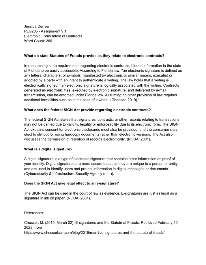State and Federal Laws on Electronic Contracts