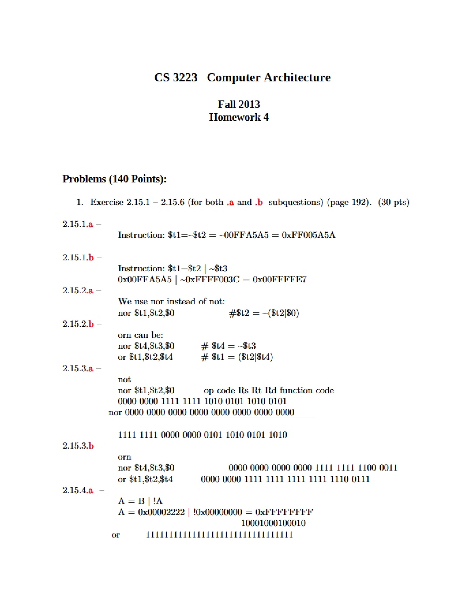 Fourth Homework Set