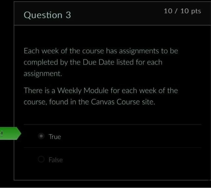 Weekly Assignments Due Date Schedule