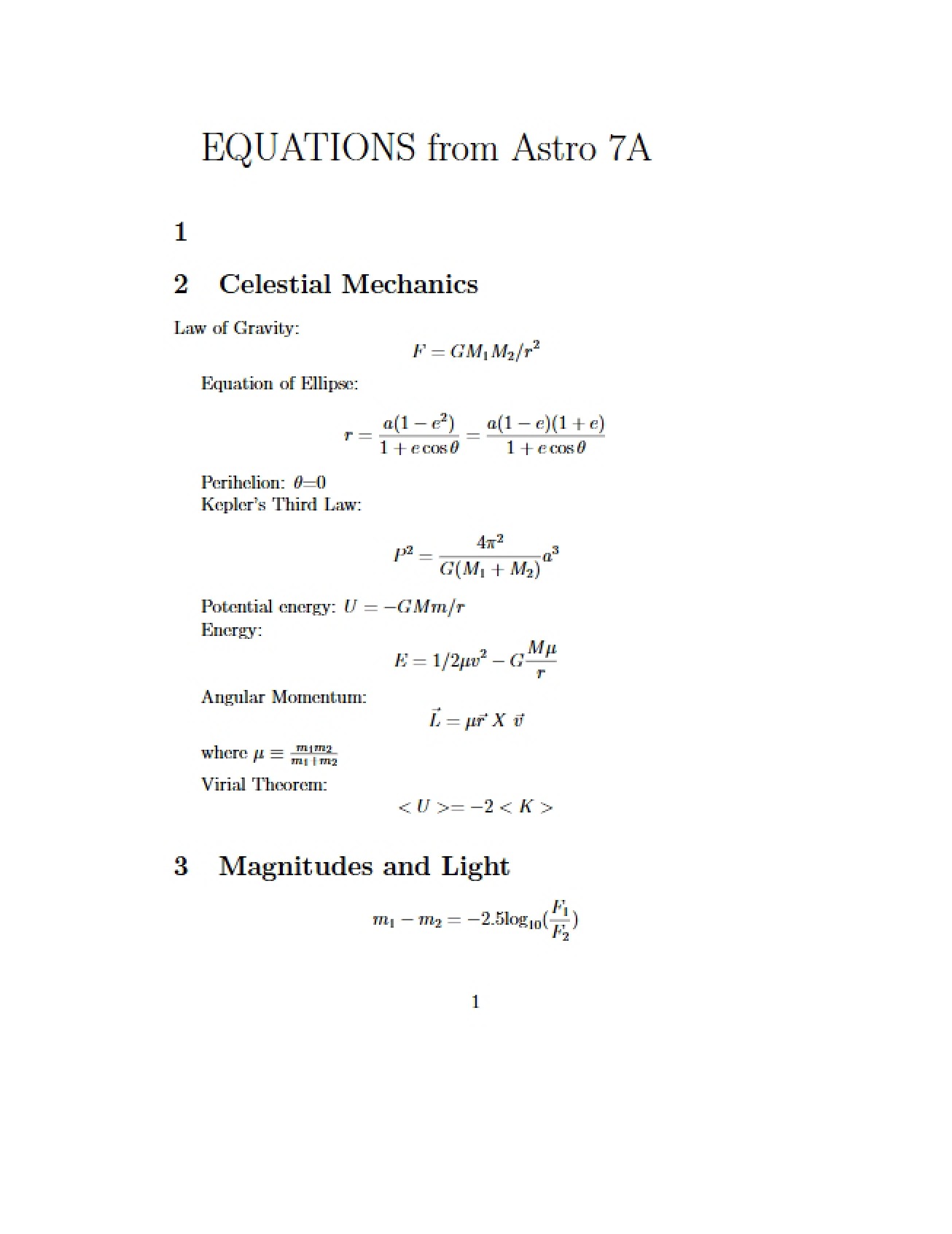 Formulas for Astrophysics