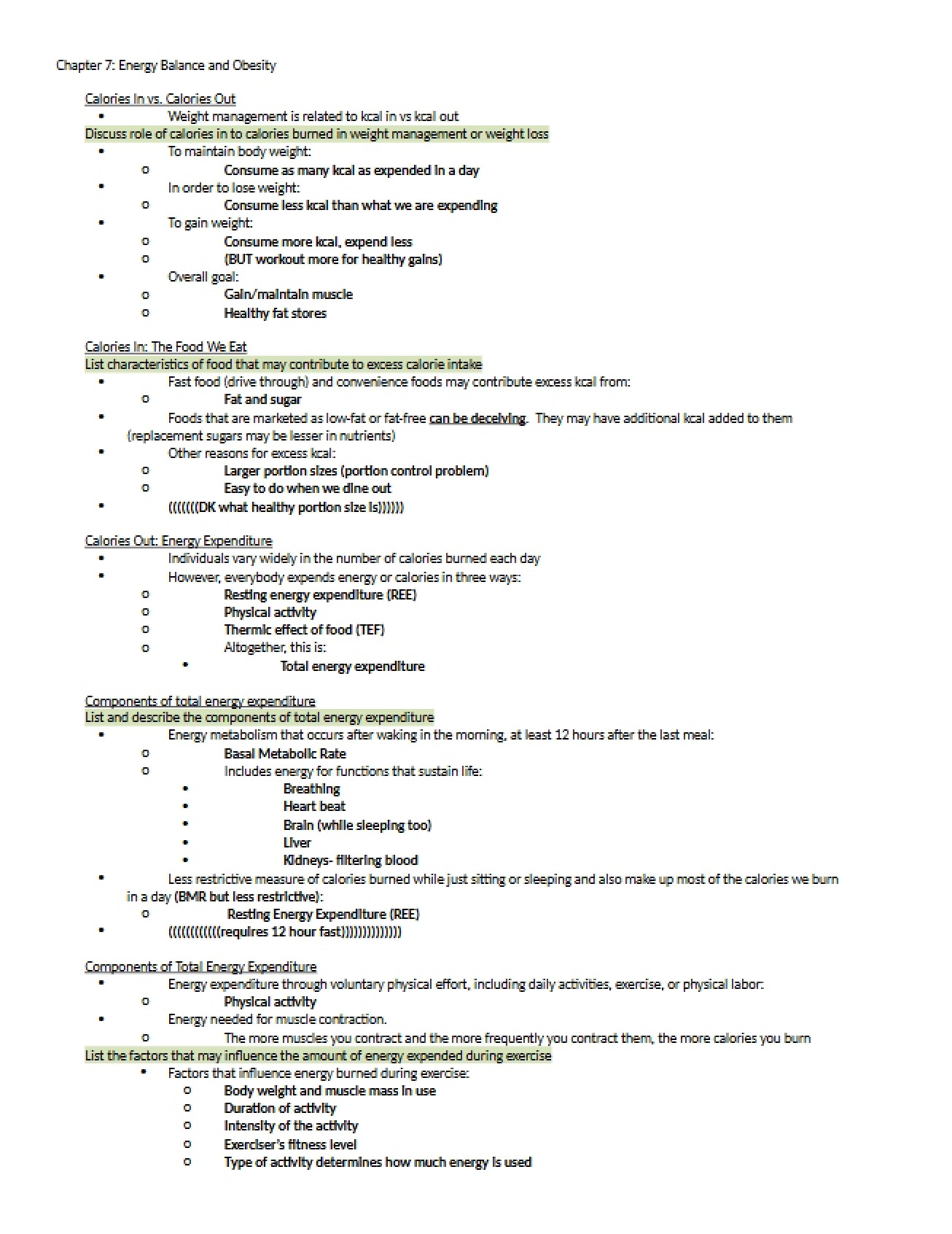 Chapter 7 Energy Balance and Obesity