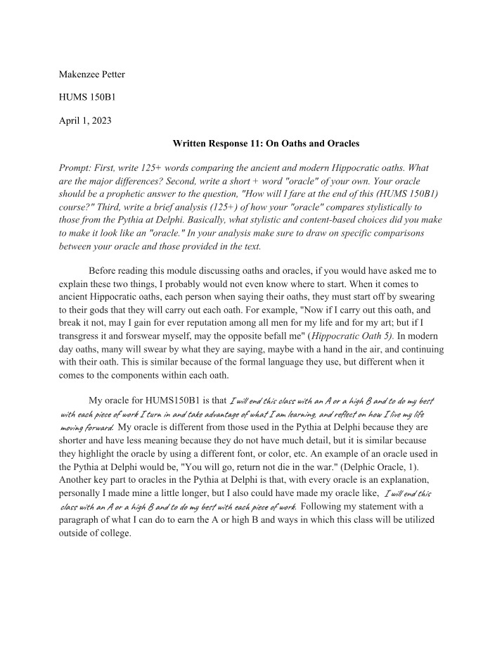 Assignment - Written Response 11