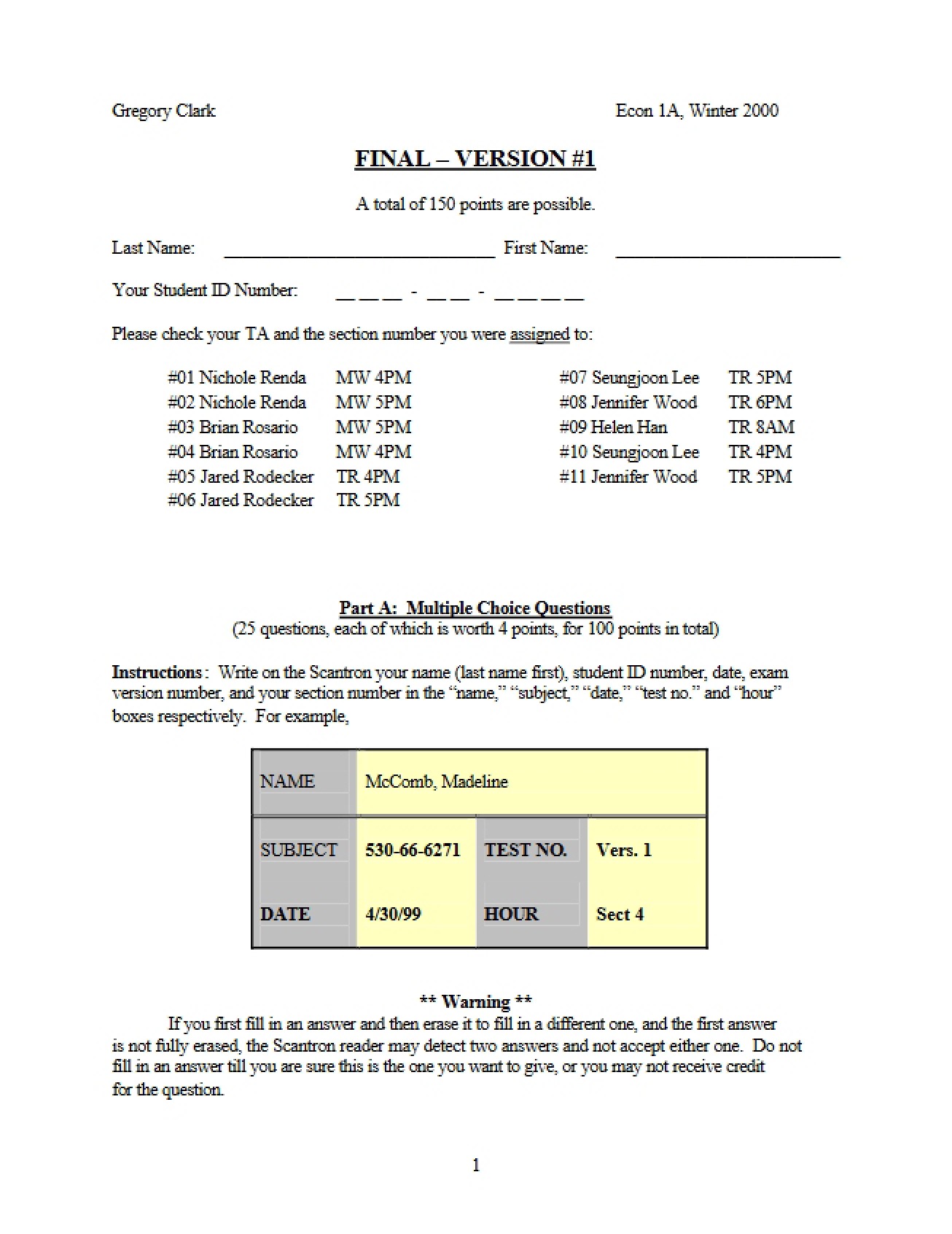 Microeconomics Final Exam