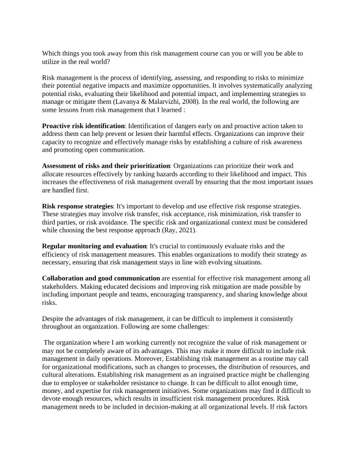 Lessons in Risk Management - Real-World Applications