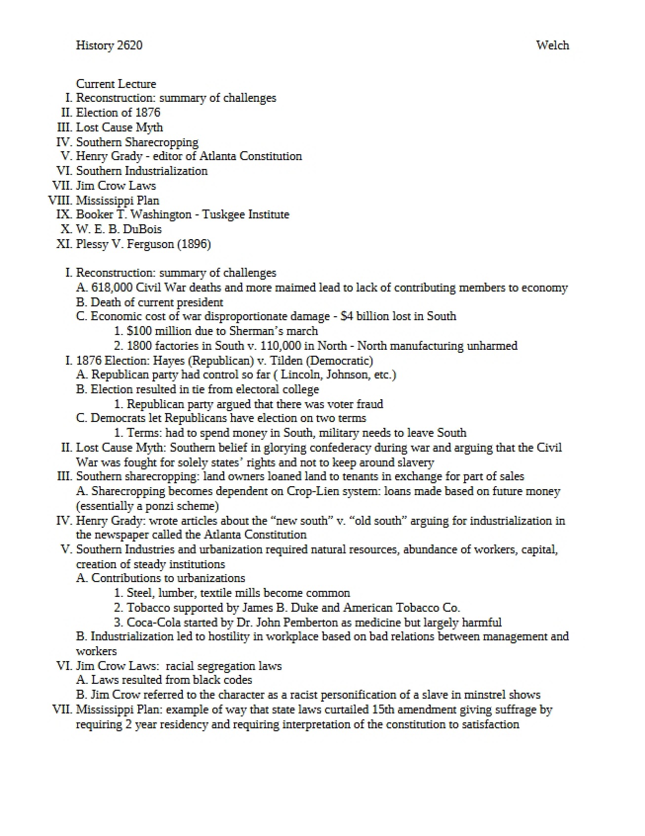 Class Notes History