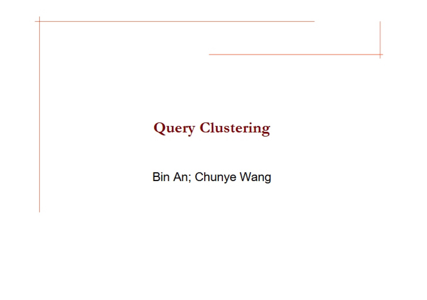 Clustering of Queries