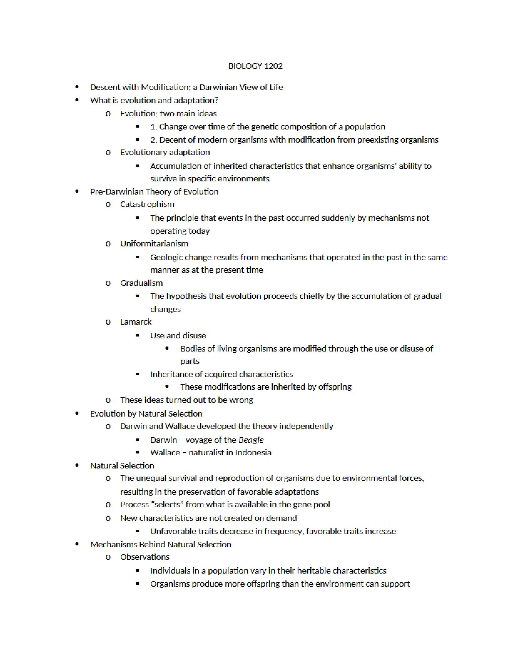 Lecture Notes 2 (Bio 1202)