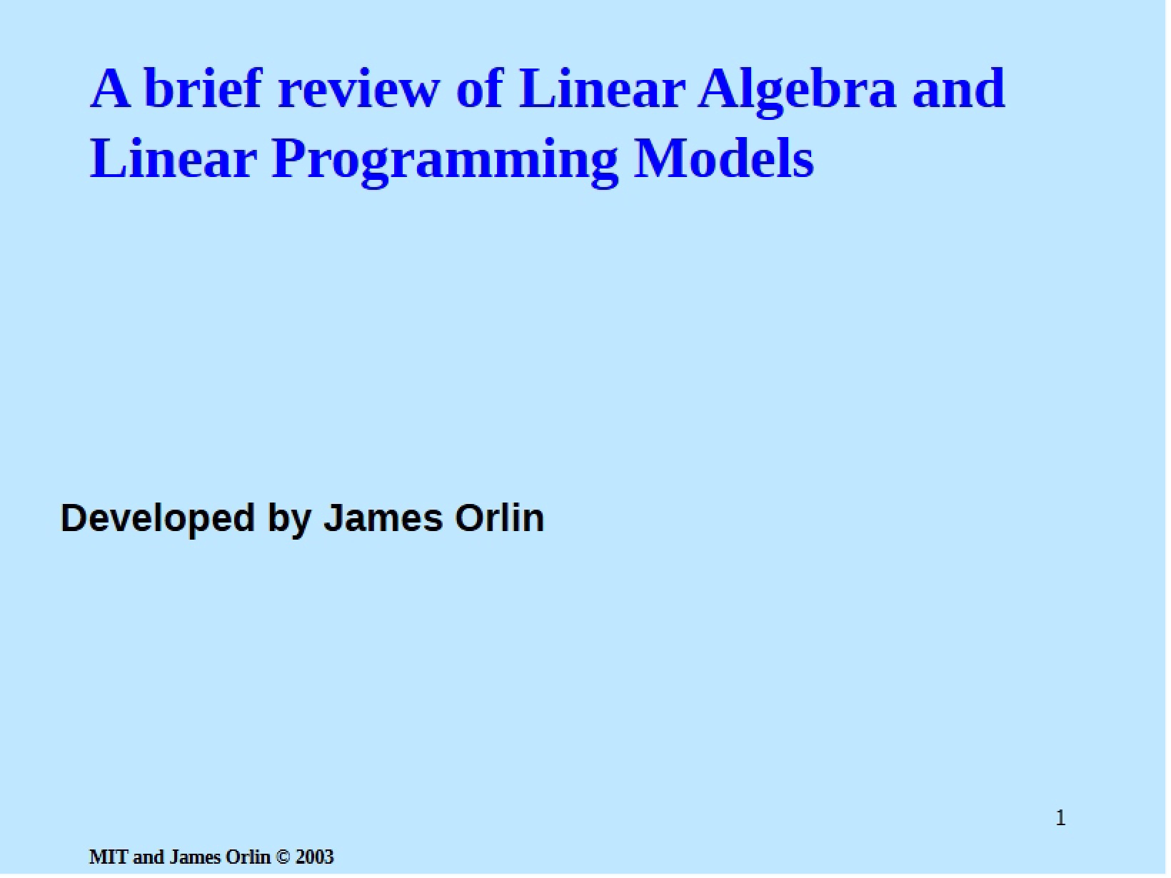 Linear Algebra Review