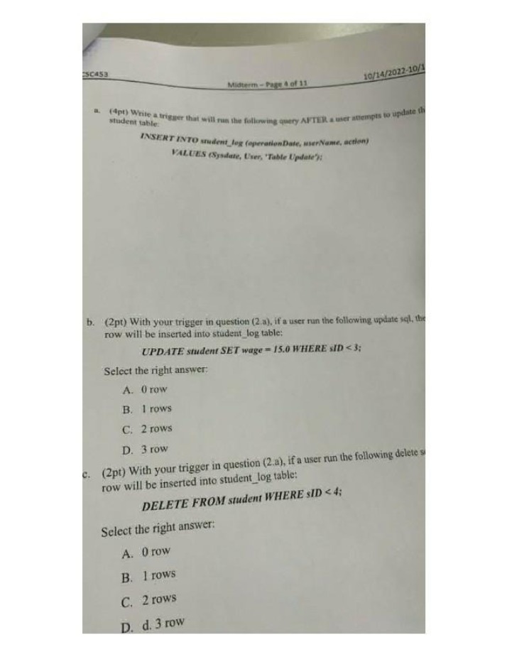 Midterm Exam for CSC453
