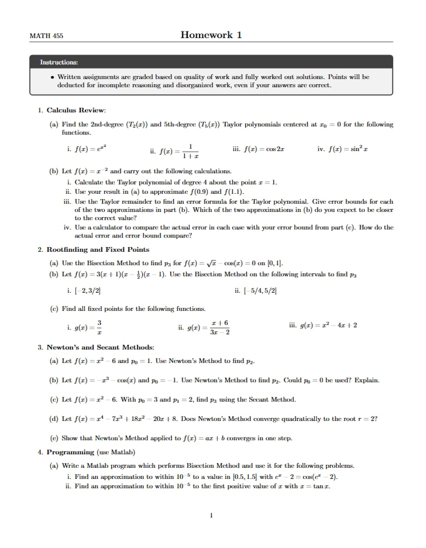 First Homework Assignment