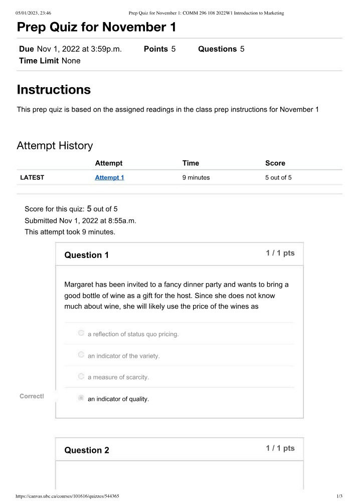Nov 1 Prep Quiz
