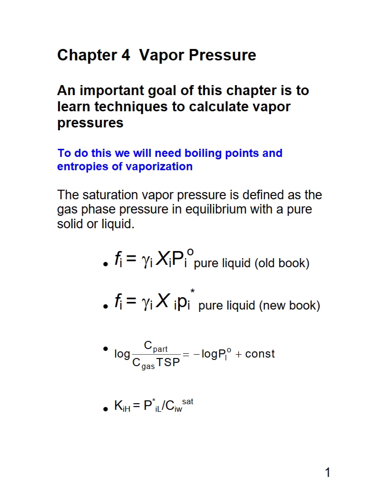 Vapor Pressure (Chapter 4)