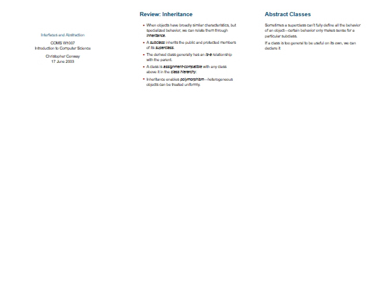 Abstraction and Interfaces Concepts