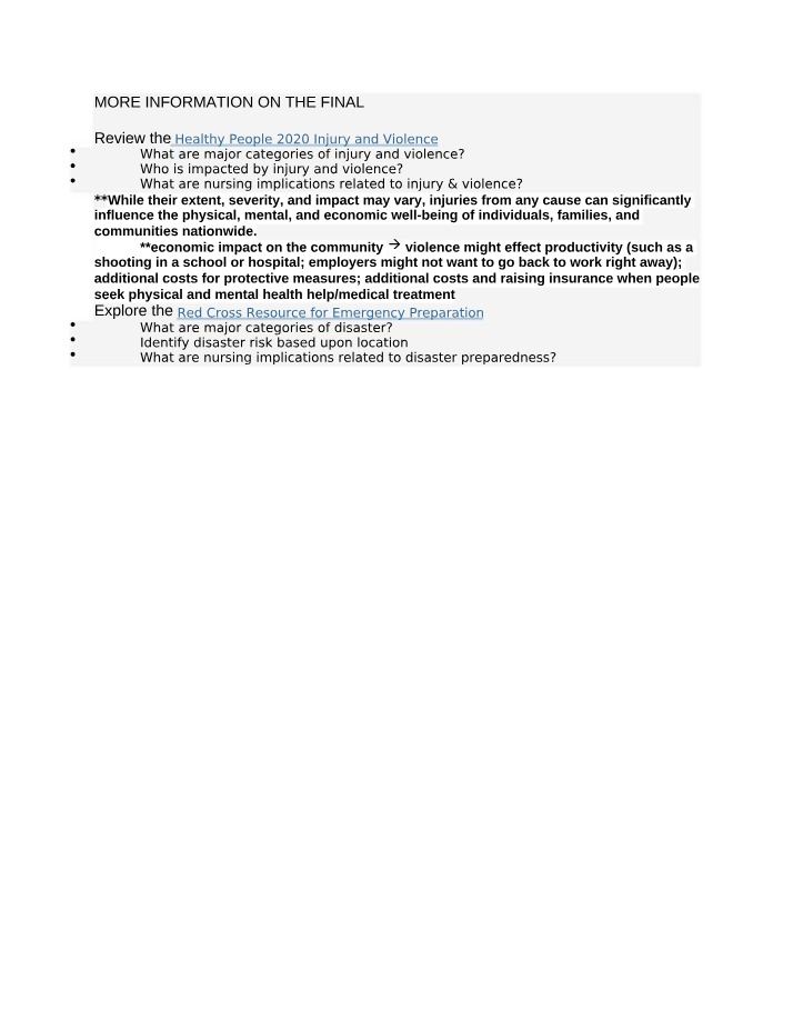 Injury and Violence - Categories, Impact, and Nursing
