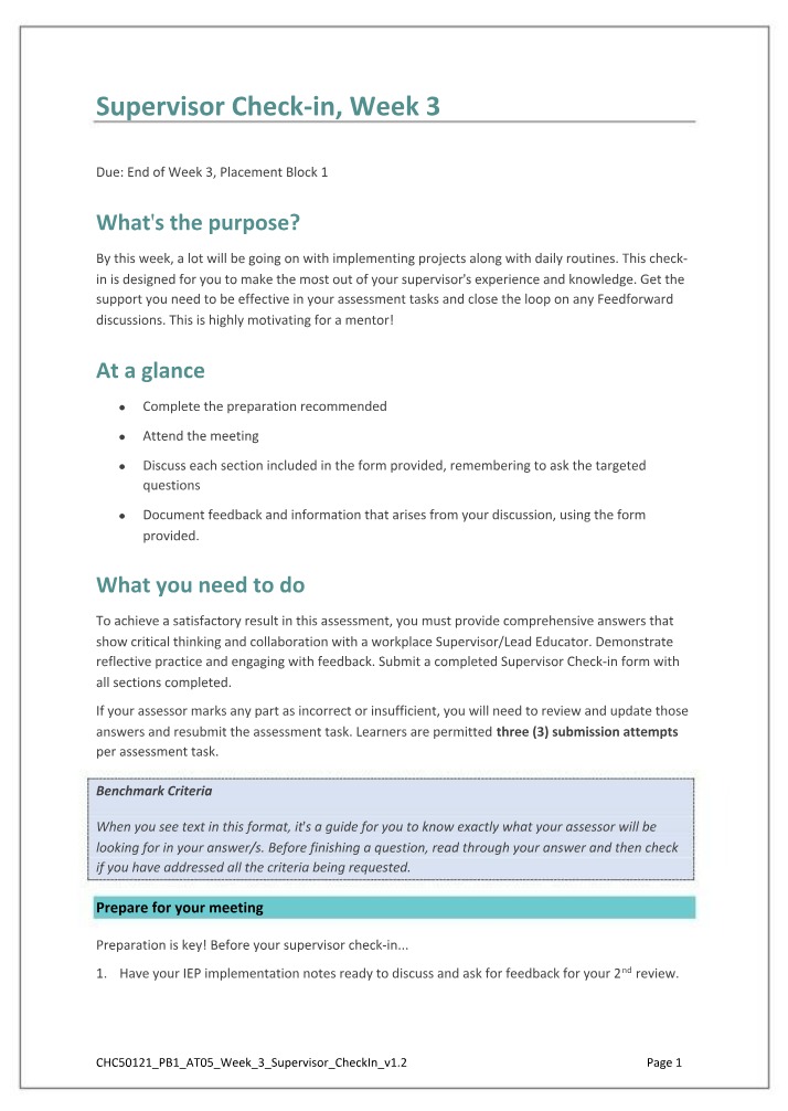 Week 3 - Supervisor Check-in Form