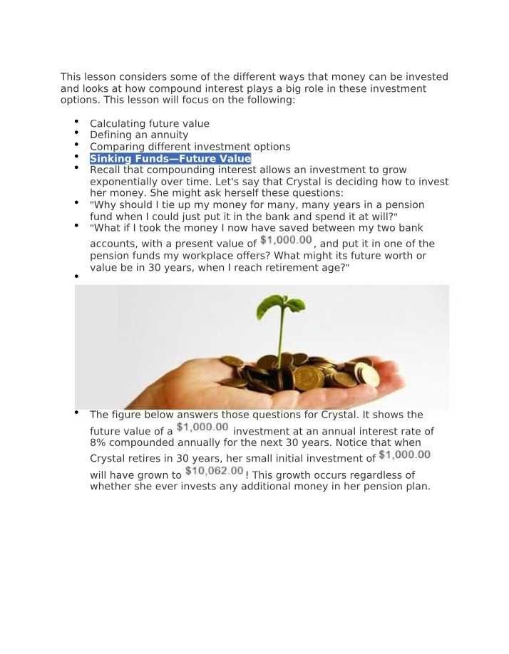 Future Value of a Sinking Fund