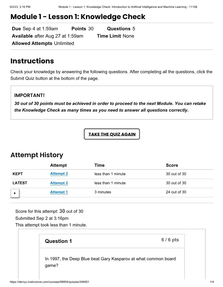 Knowledge Check - Module 1 Lesson 1