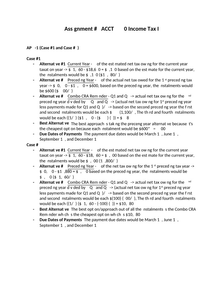 Income Tax I Assignment 2 - ACCT 3370