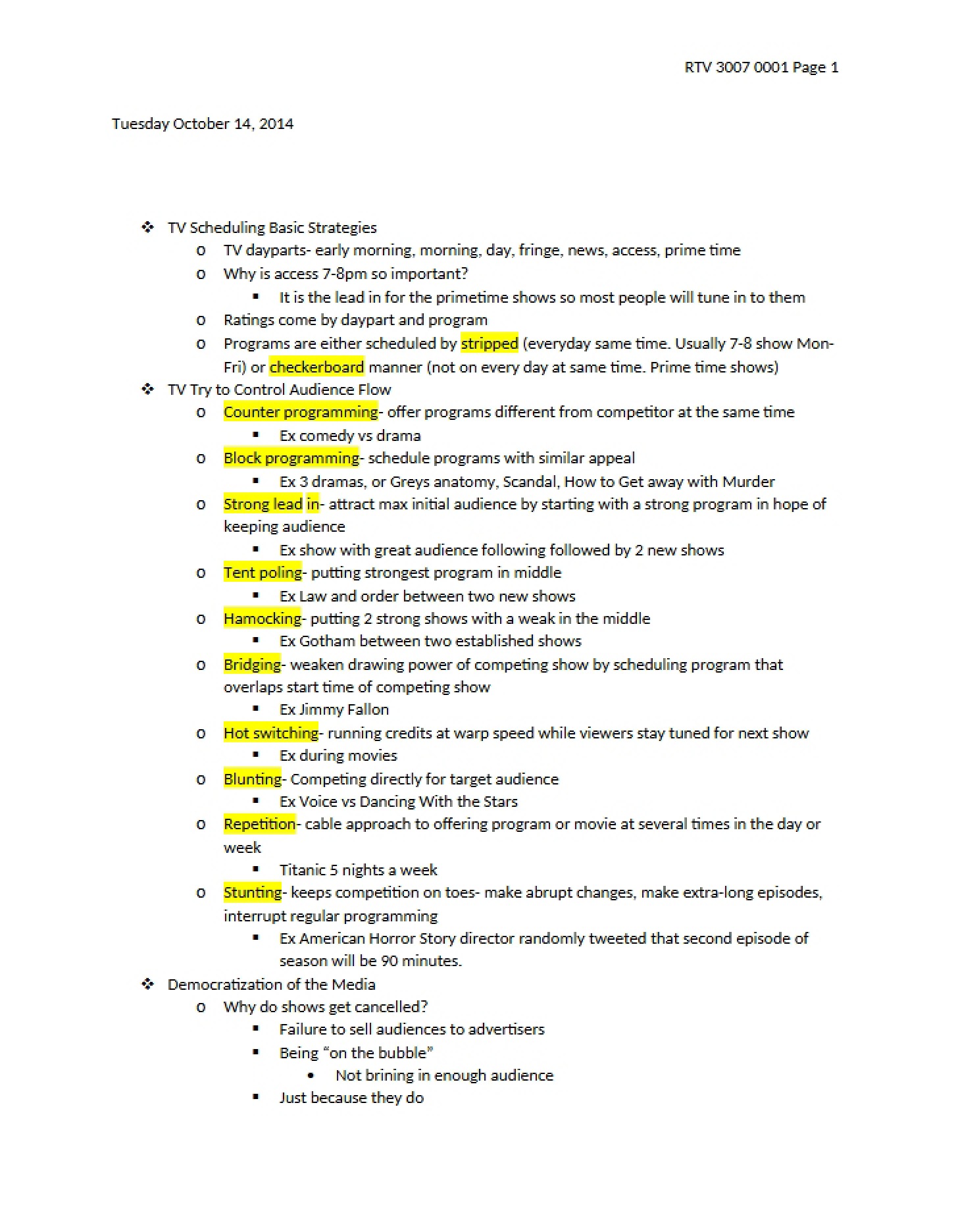 Basic Strategies for TV Scheduling