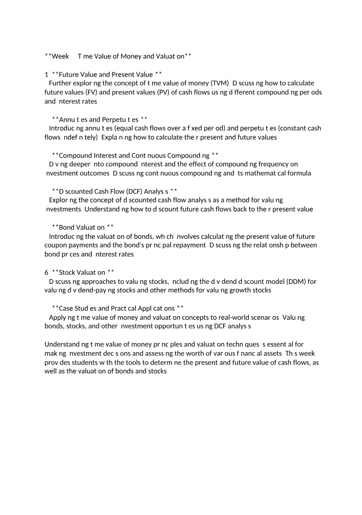 BFF1001 Week 4 Notes