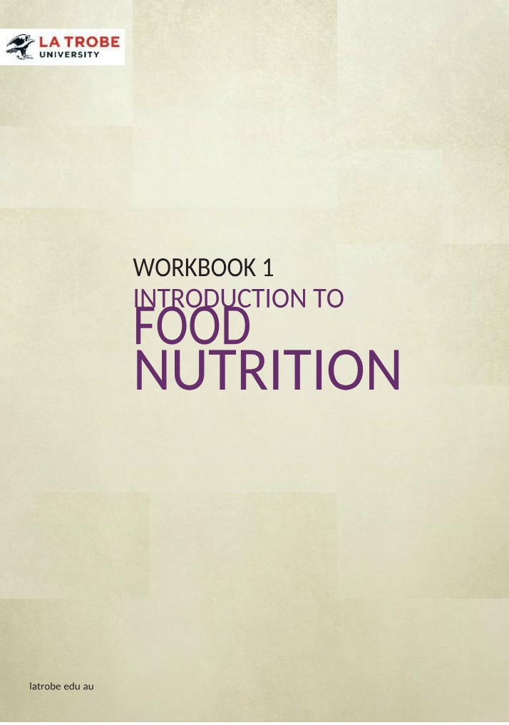 Introduction to Food and Nutrition - Workbook 1