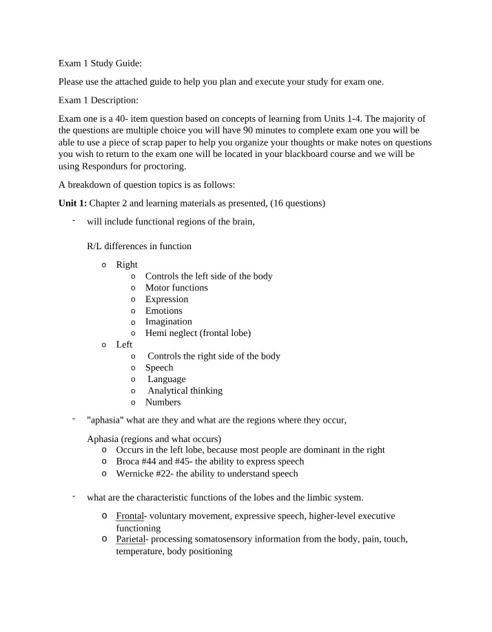 Exam 1 Study Guide