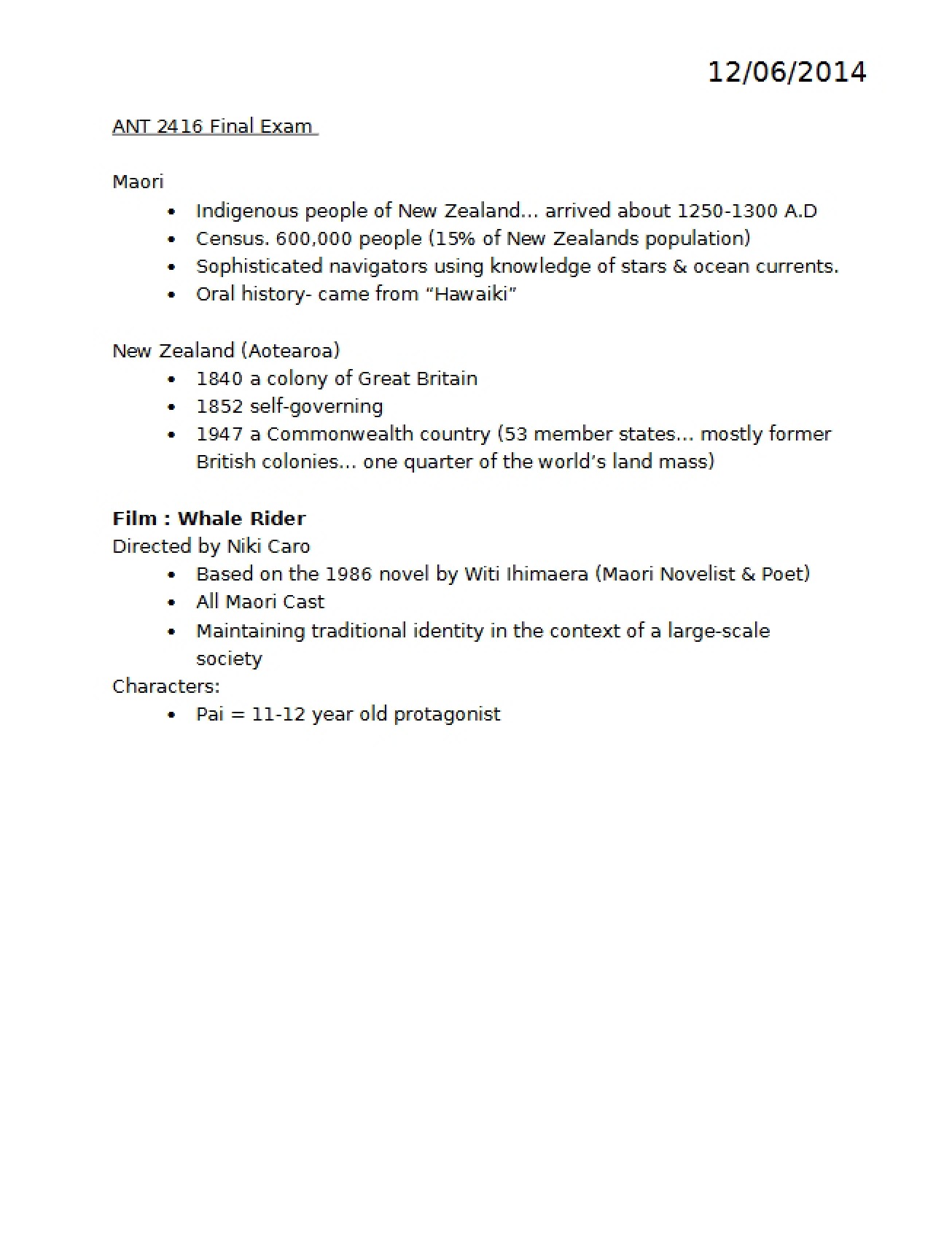 Final Exam for Anthropology