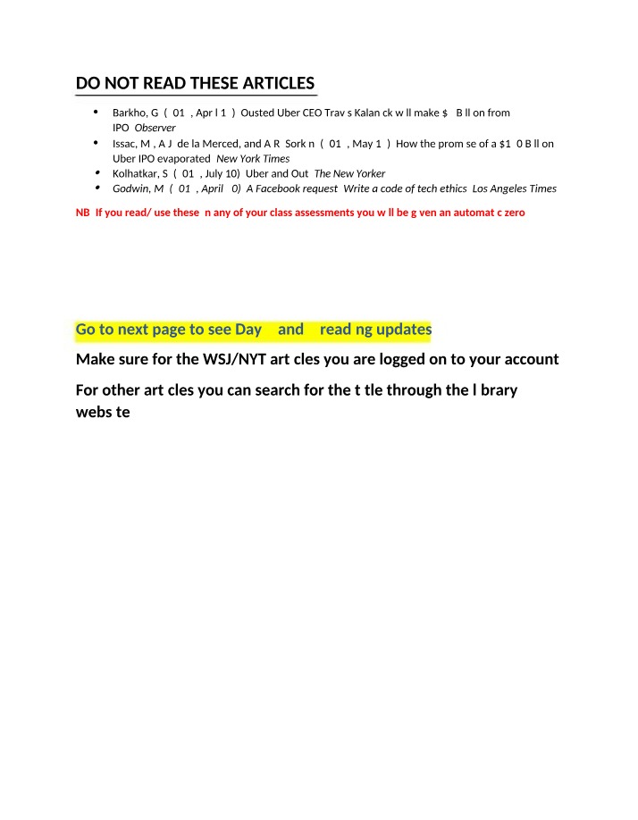 Readings List for Mod 5 Competition Day 3-4