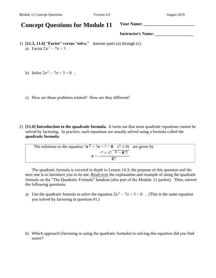 Module 11 Concept Questions