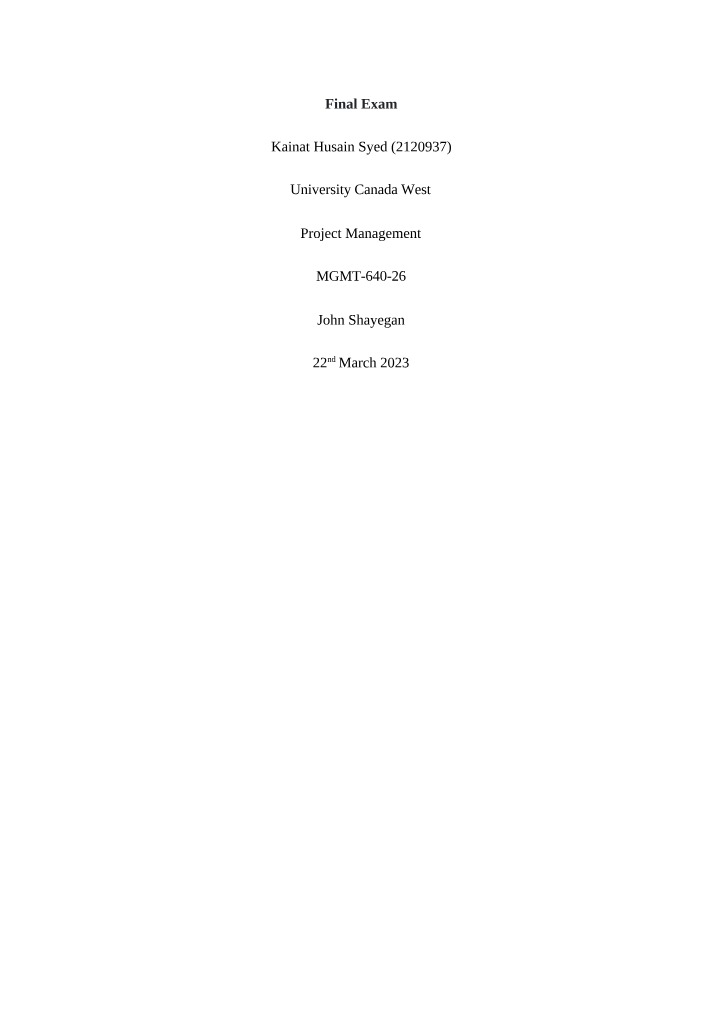 MGMT 640-26 Final Exam