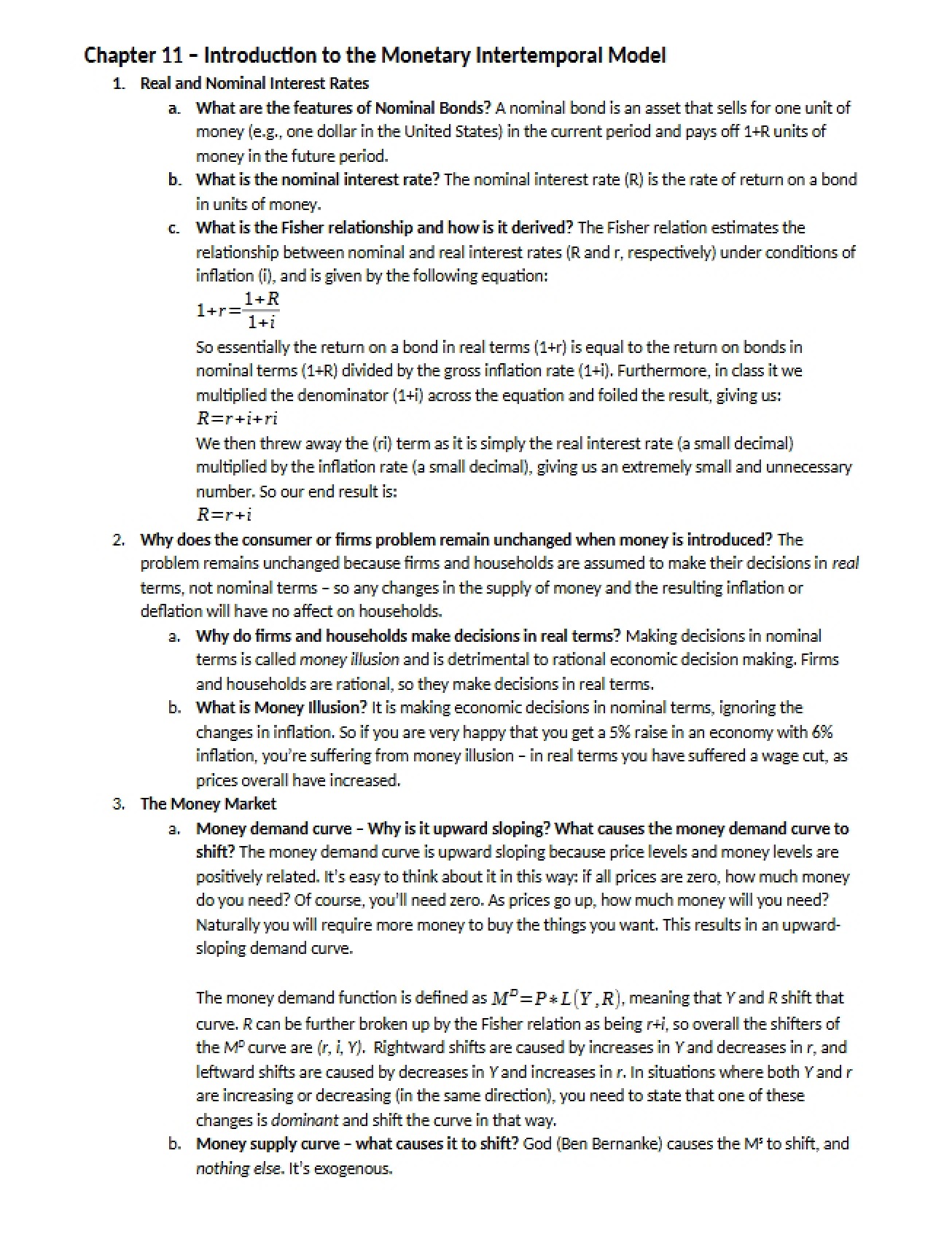 Monetary Intertemporal Model An Introduction