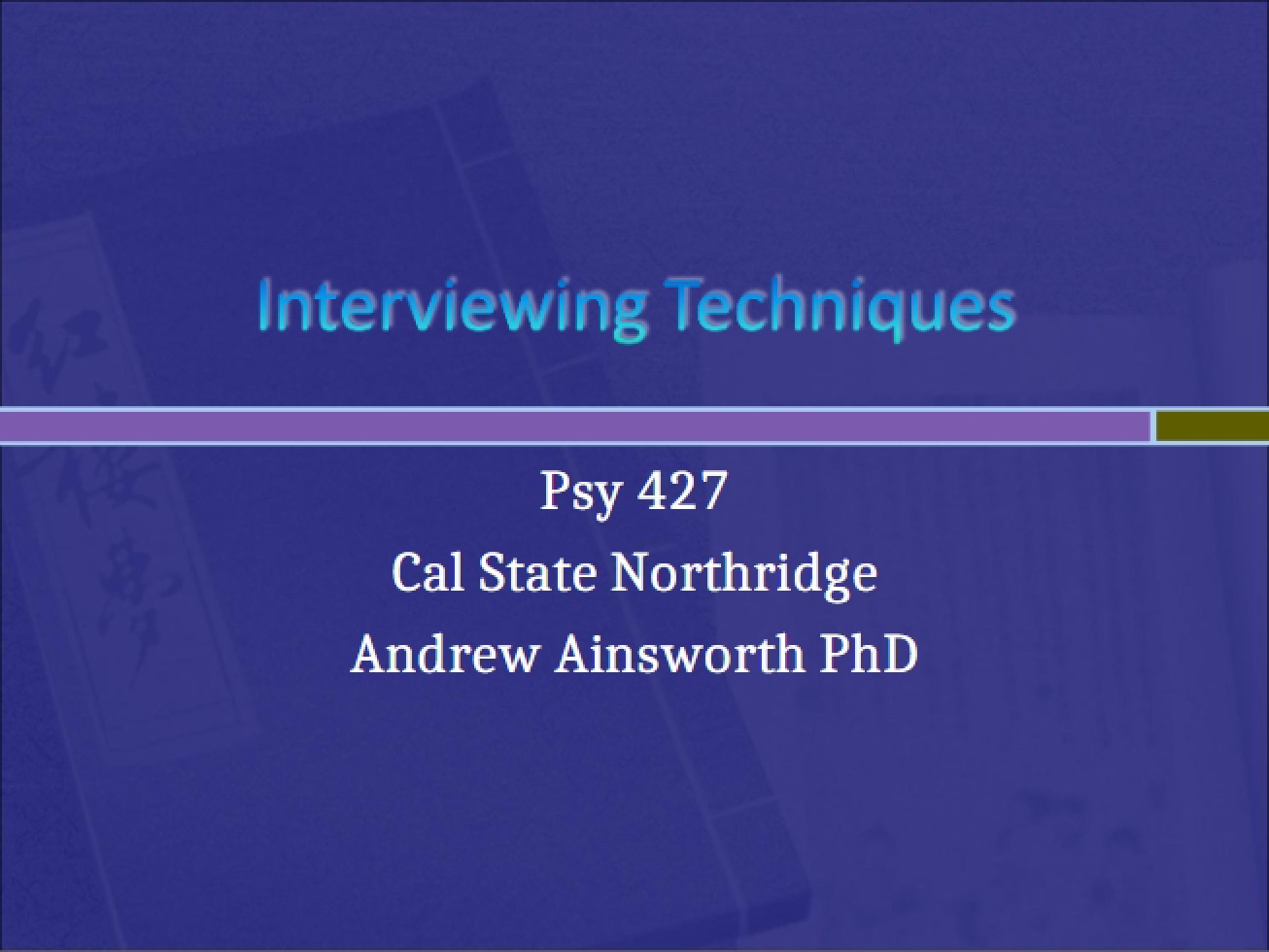 Techniques for Interviewing V1