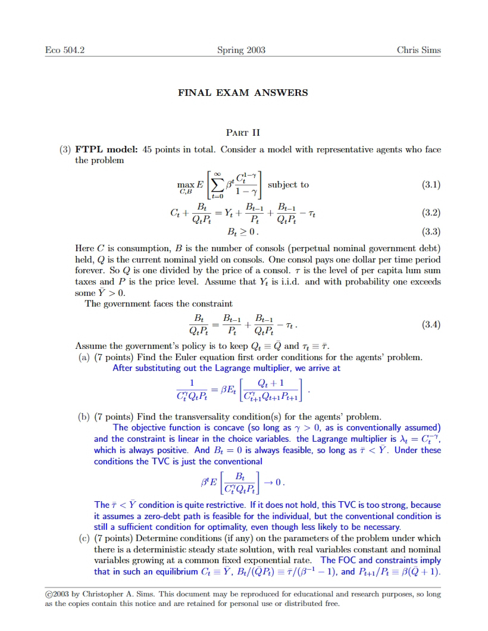 Solutions for Final Exam