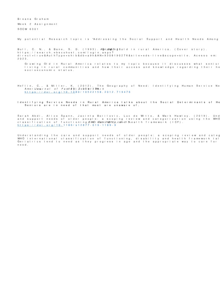 SOCW6301 Week 2 Assignment Document