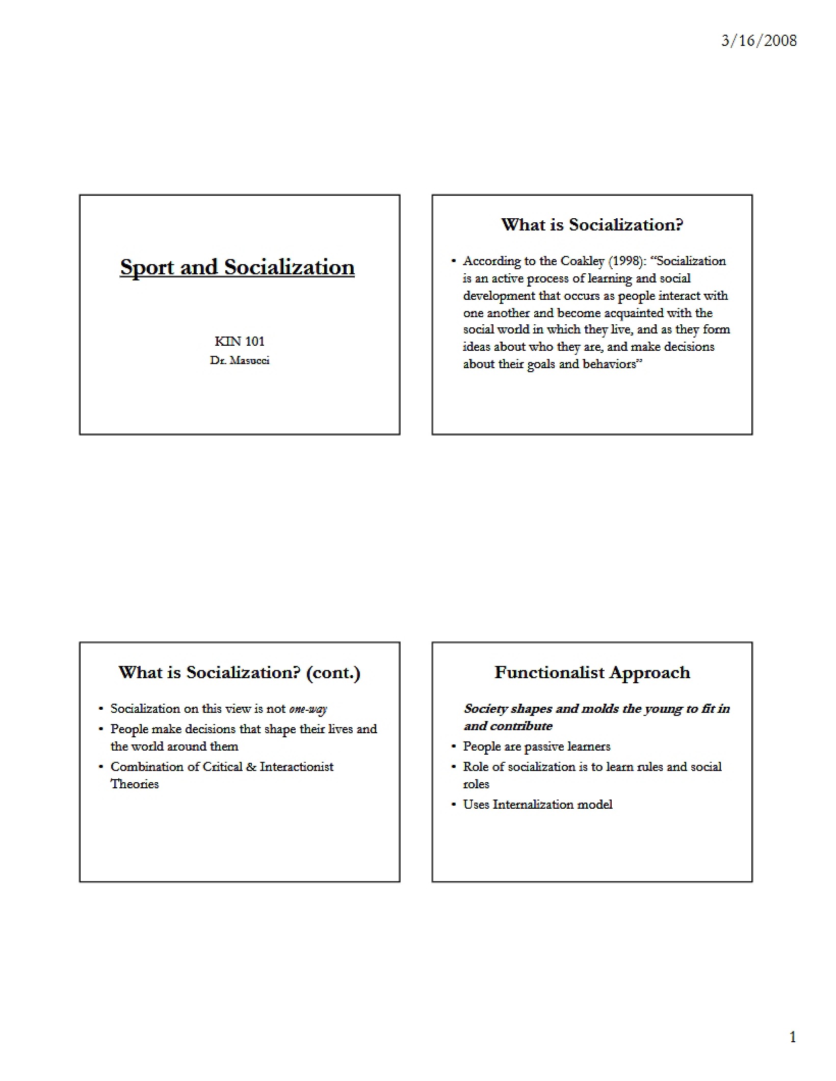 Socialization in Sport