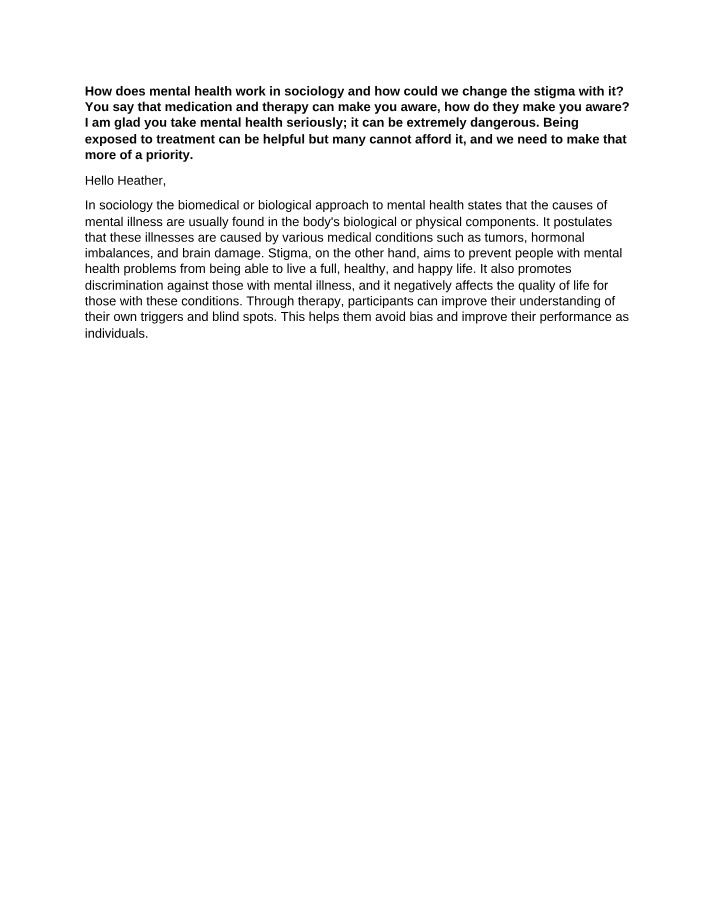SOCS 185 - Mental Health in Sociology
