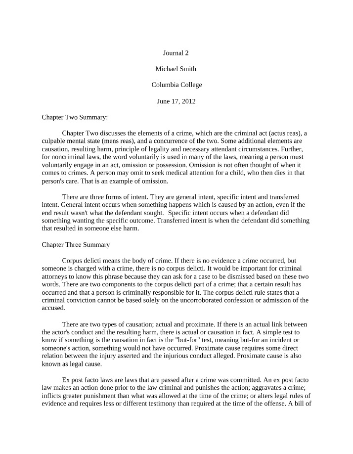 Actus Reus, Mens Rea, and Concurrence - Elements of a Crime