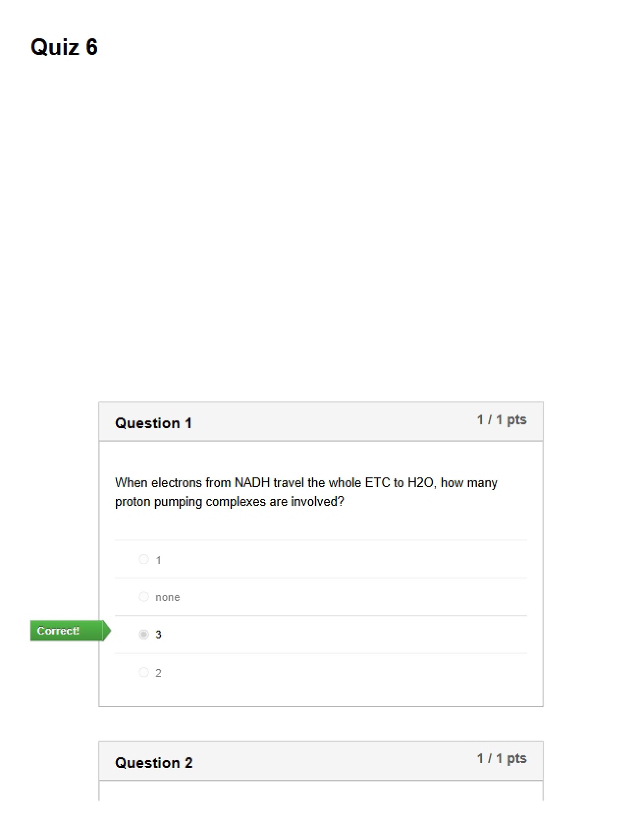Metabolic Biochemistry Quiz Six