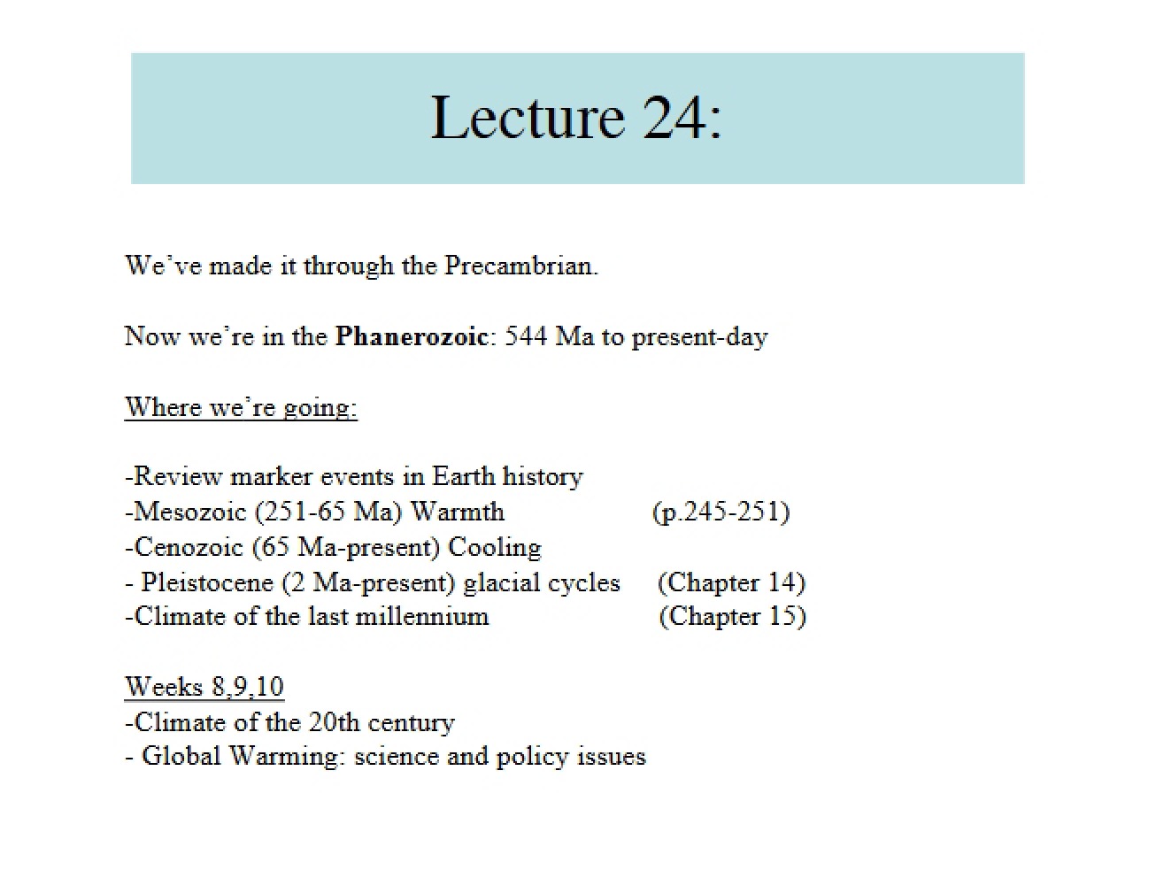 History of Planet Earth