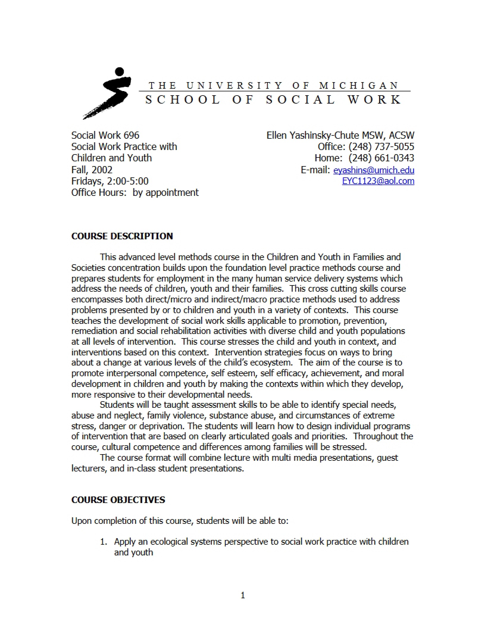 Youth and Children Social Work Practice