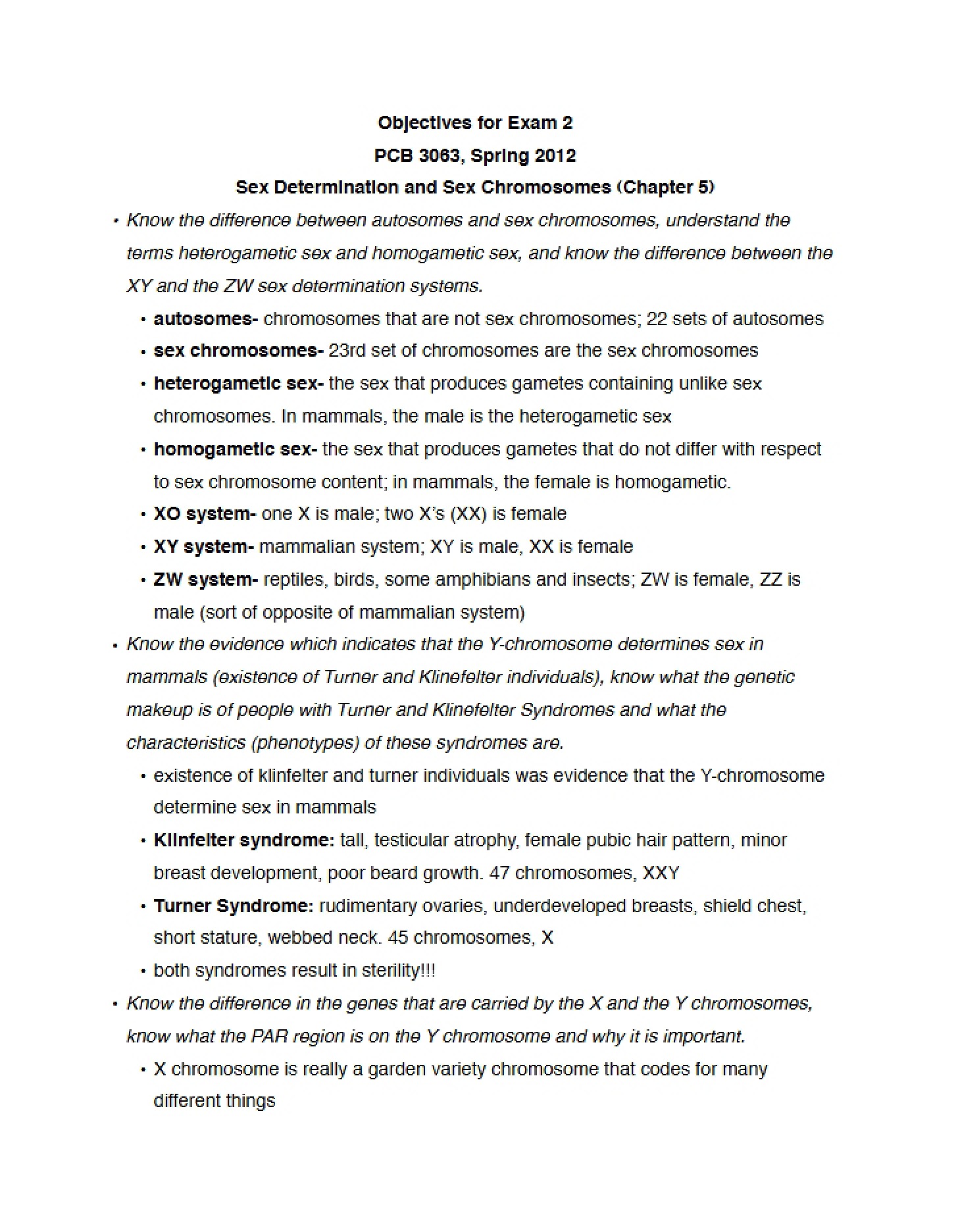 Second Exam Targets